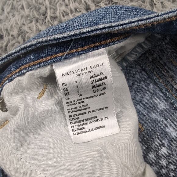 American Eagle Skirt Women 6 Blue Distressed Stretch Hi Rise Mini Casual Denim - Picture 3 of 6